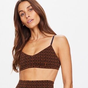 The Upside Black and Brown Geometric Bralette